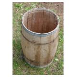 Vintage Wooden Barrel with Metal Hoop Accents