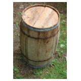 Vintage Wooden Barrel with Metal Hoop Accents