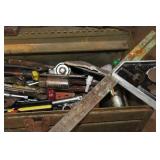 Vintages Tool Box with Assorted Hand Tools and Accessories