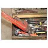 Vintages Tool Box with Assorted Hand Tools and Accessories