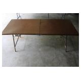 Folding Wooden Table with Metal Legs