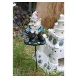 Garden Decor Collection with Gnome Statues and Birdhouse