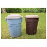 Pair of Large Outdoor Trash Cans with Lids