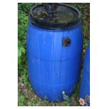 Set of 2 Blue Plastic Rain Barrels with Spigots