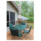 Metal Patio Dining Set with Umbrella and 4 Chairs
