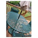 Metal Patio Dining Set with Umbrella and 4 Chairs