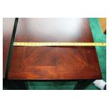 Set of 2 Wooden End Tables with Geometric Inlay