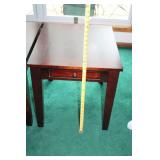 Set of 2 Wooden End Tables with Geometric Inlay