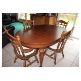 Solid Wood Dining Table with 5 Chairs and Extra Leaf