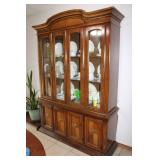 Solid Wood China Cabinet with Glass Doors and Adjustable Shelves