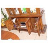 Solid Wood China Cabinet with Glass Doors and Adjustable Shelves