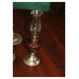 Vintage Oil Lamps Set of 2 with Glass Shades