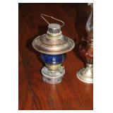 Vintage Oil Lamps Set of 2 with Glass Shades