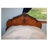 Antique Wooden Full-Size Bed Frame with Ornate Carvings