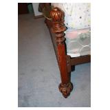 Antique Wooden Full-Size Bed Frame with Ornate Carvings