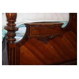 Antique Wooden Full-Size Bed Frame with Ornate Carvings