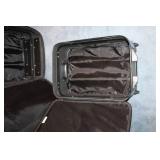 Expandable Blue Upright Suitcase with Detachable Roller