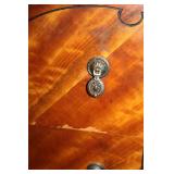 Antique Mahogany Dresser with Intricate Carvings and Brass Handles