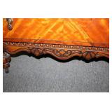 Antique Mahogany Dresser with Intricate Carvings and Brass Handles