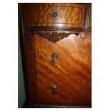 Antique Mahogany Dresser with Ornate Mirror and Decorative Carvings