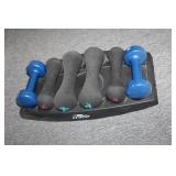 Set of 5 Crane Neoprene Dumbbells with Stand