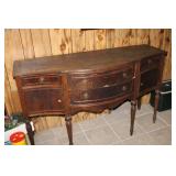 Antique Wooden Sideboard with Storage Drawers and Cabinets