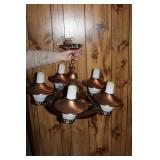 Vintage Metal Chandelier with 5 Bronzed Lampshades