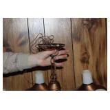 Vintage Metal Chandelier with 5 Bronzed Lampshades