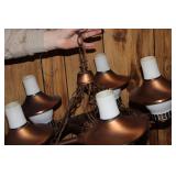 Vintage Metal Chandelier with 5 Bronzed Lampshades