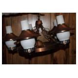 Vintage Metal Chandelier with 5 Bronzed Lampshades