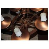 Vintage Metal Chandelier with 5 Bronzed Lampshades
