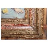 Vintage Framed Portrait of Woman with Yellow Roses