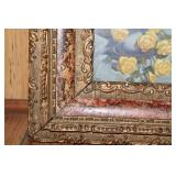 Vintage Framed Portrait of Woman with Yellow Roses