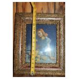 Vintage Framed Portrait of Woman with Yellow Roses