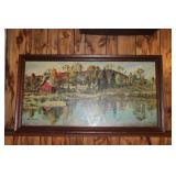 Vintage 1965 Peter Hayward Landscape Painting with Original Frame