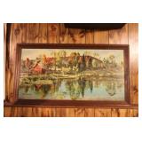 Vintage 1965 Peter Hayward Landscape Painting with Original Frame