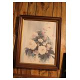 Ilse Halle Suber Signed Floral Print in Wooden Frame