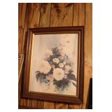 Ilse Halle Suber Signed Floral Print in Wooden Frame