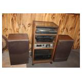 Vintage Stereo System with Speakers and Turntable