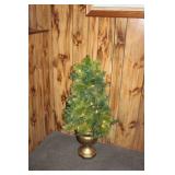 Small Artificial Pre-Lit Christmas Tree in Gold Planter