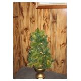 Small Artificial Pre-Lit Christmas Tree in Gold Planter
