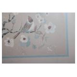 Set of 2 Framed Prints: Floral Baskets and Bluebirds on Branch