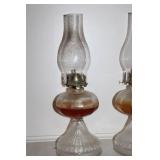 Pair of Vintage Glass Oil Lamps