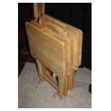 Set of 4 Foldable Wooden TV Trays with Stand