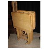 Set of 4 Foldable Wooden TV Trays with Stand