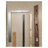 Assorted Carpenters Levels and Measuring Accessories