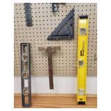 Assorted Carpenters Levels and Measuring Accessories