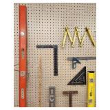 Assorted Carpenters Levels and Measuring Accessories