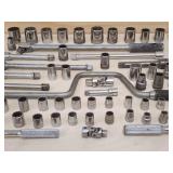Large Assortment of Assorted Size Ratchets, Sockets and Tools