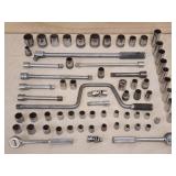 Large Assortment of Assorted Size Ratchets, Sockets and Tools